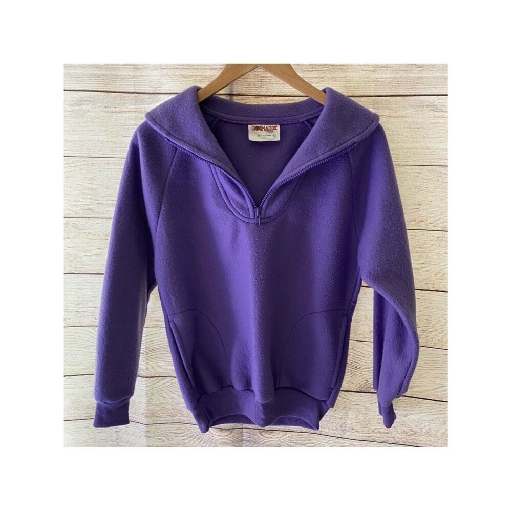 Vintage 80s Purple Teddy Fleece Quarter Zip Pullover M Normandee Rose Gorpcore